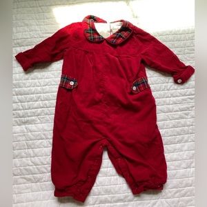 Cecil and Lou Christmas plaid long sleeve romper